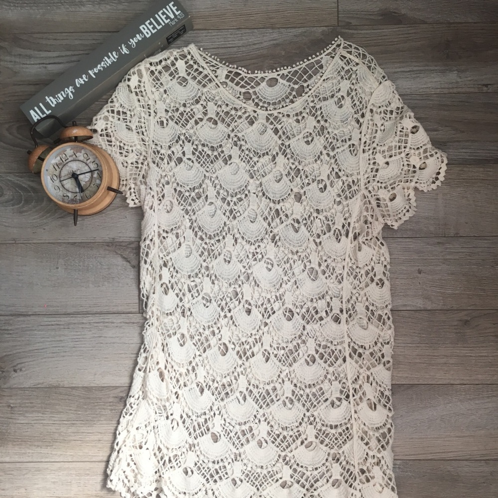 White lace over shirt